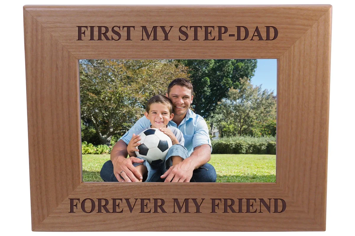 First My Step-Dad Forever My Friend - 4x6 Inch Wood Picture Frame