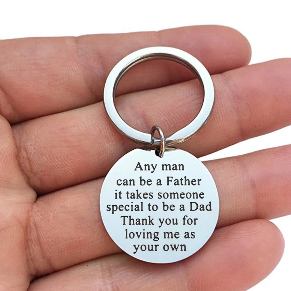 Besufy Keychain Dad Any Man Can Be A Father Stainless Steel Key Ring Round Pendant