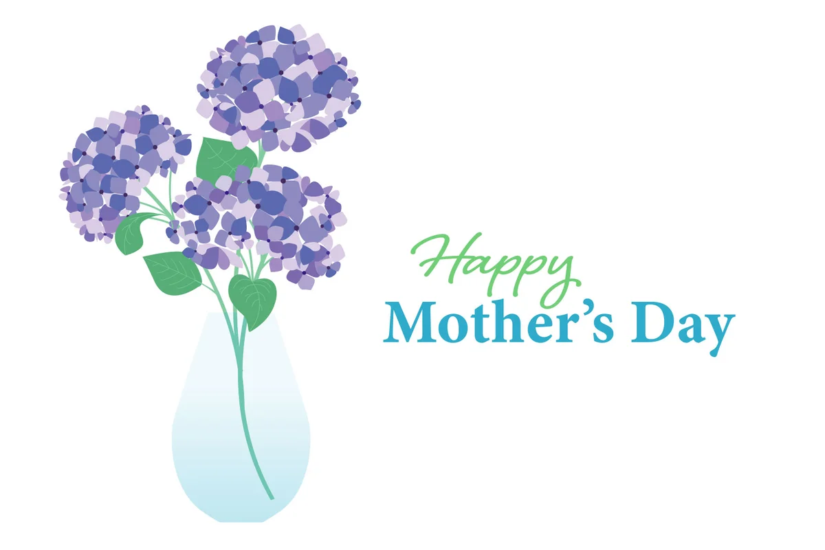 hydrangea bouquet in vase mothers day greeting