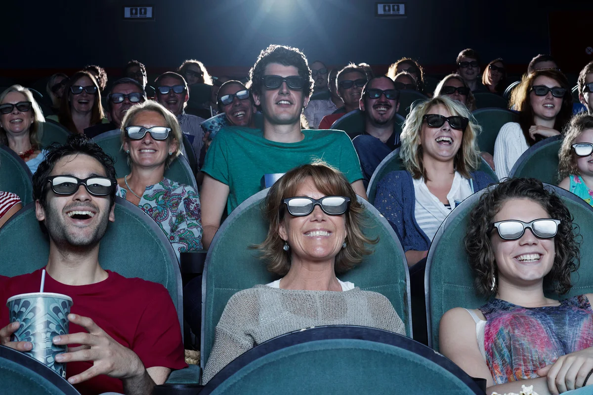 mother watching movie with family