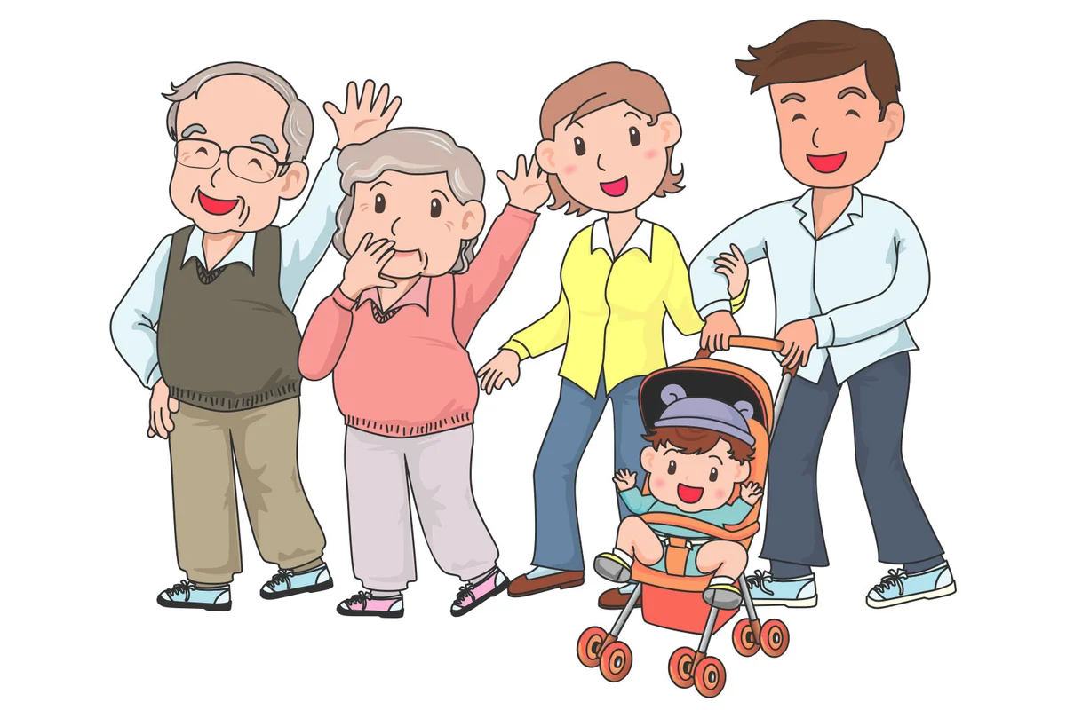 generations family walking together