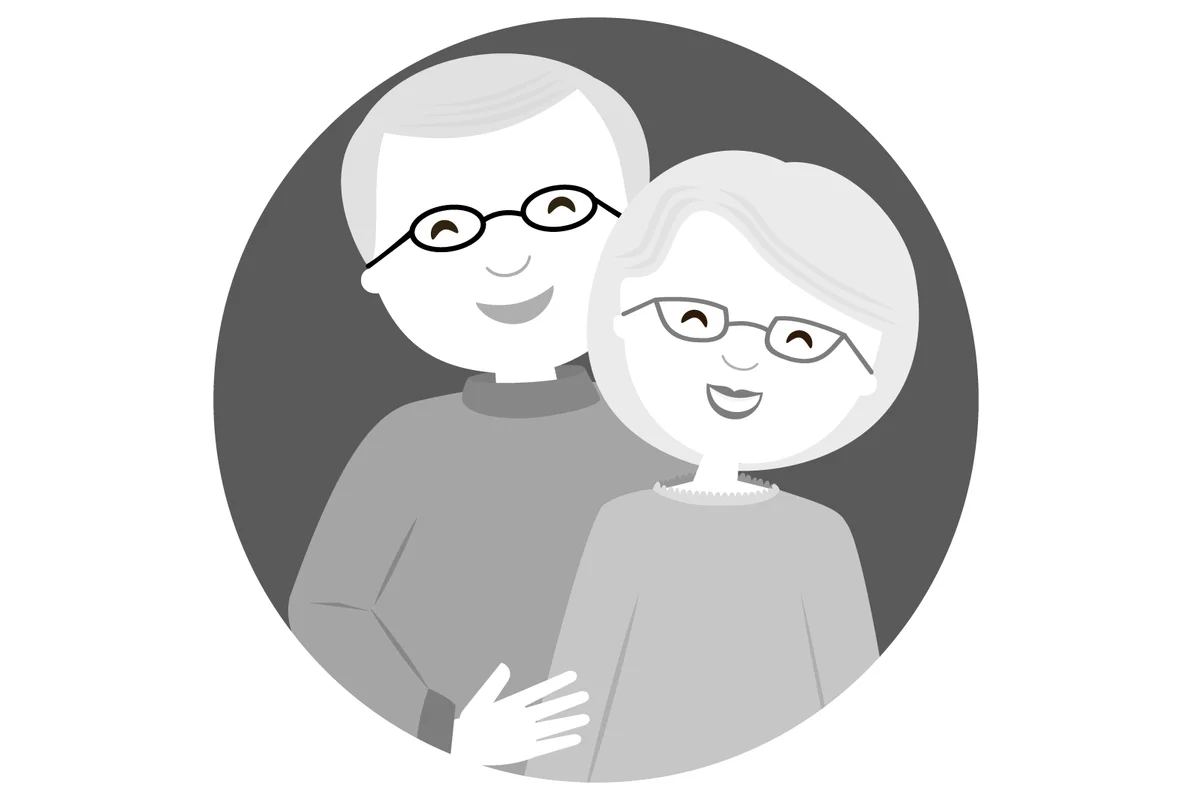 black and white image of grandma and grandpa