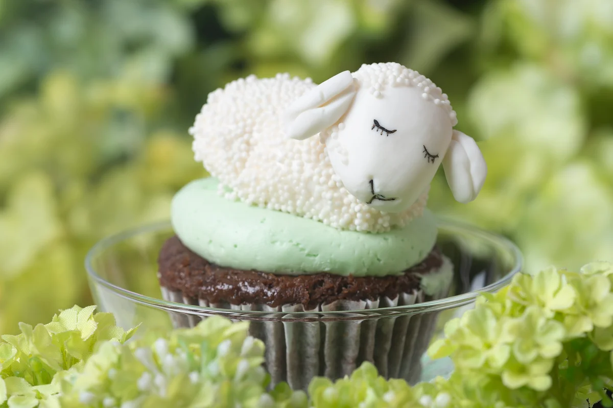 lamb decorated cupcake