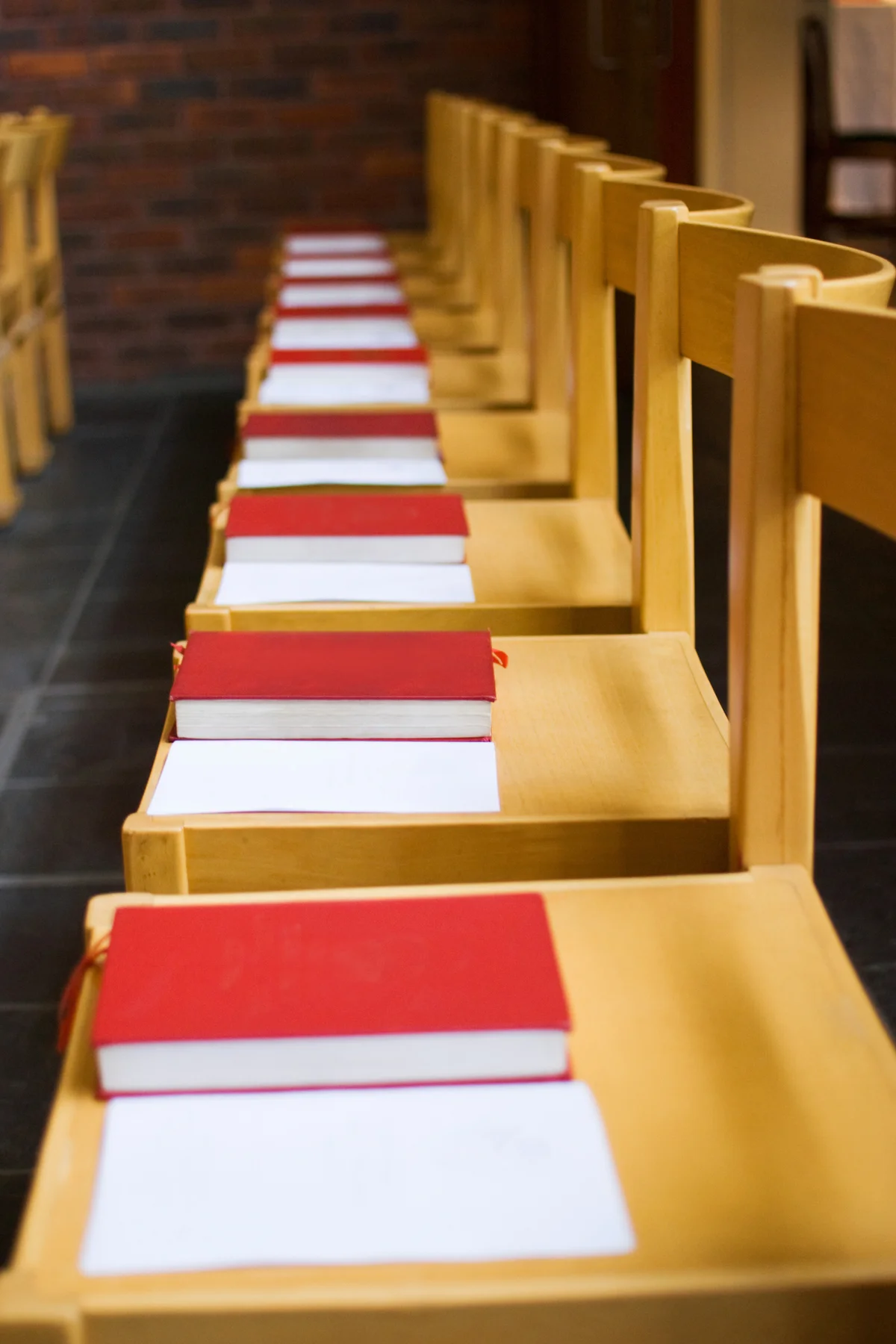 Church flyers on chairs