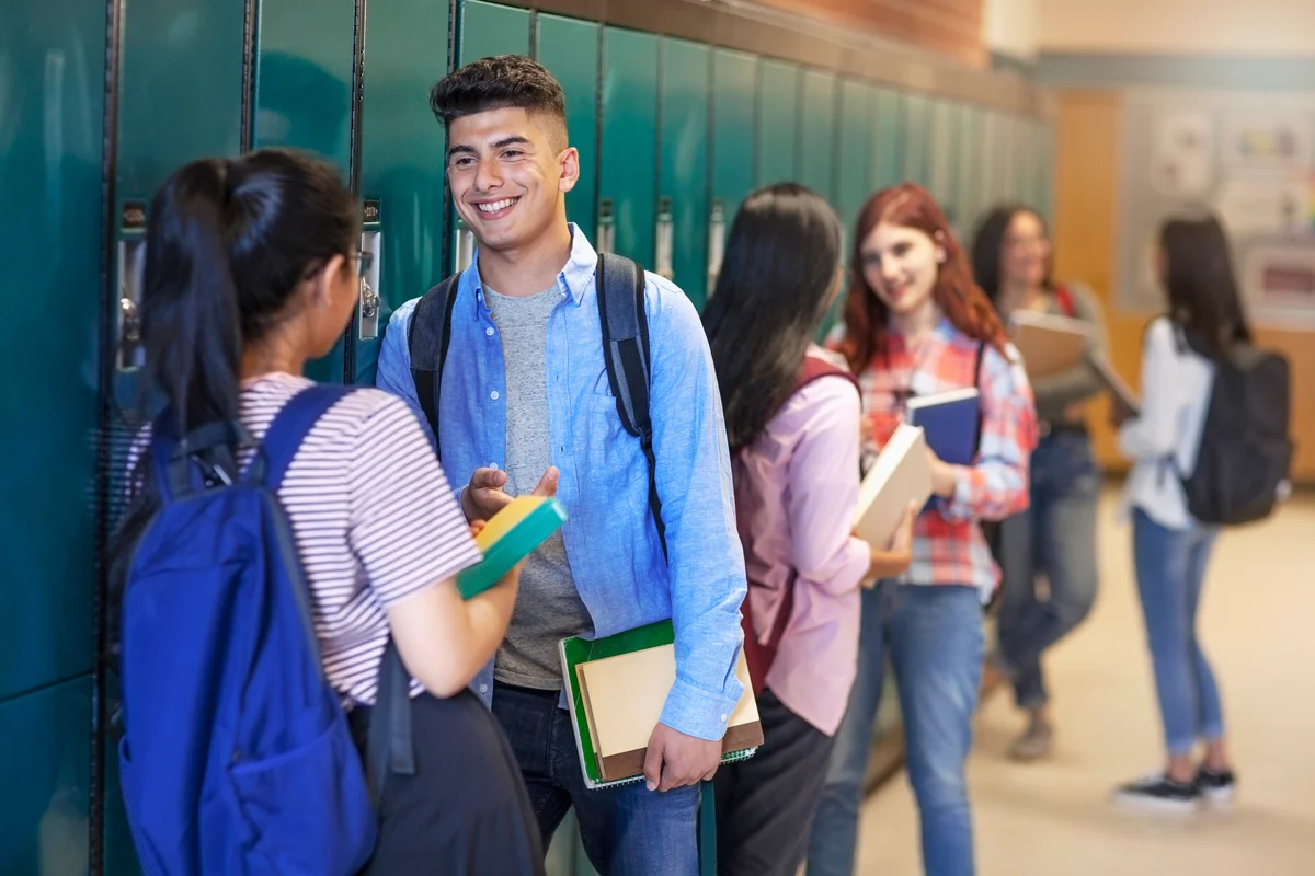 teenager couple at school