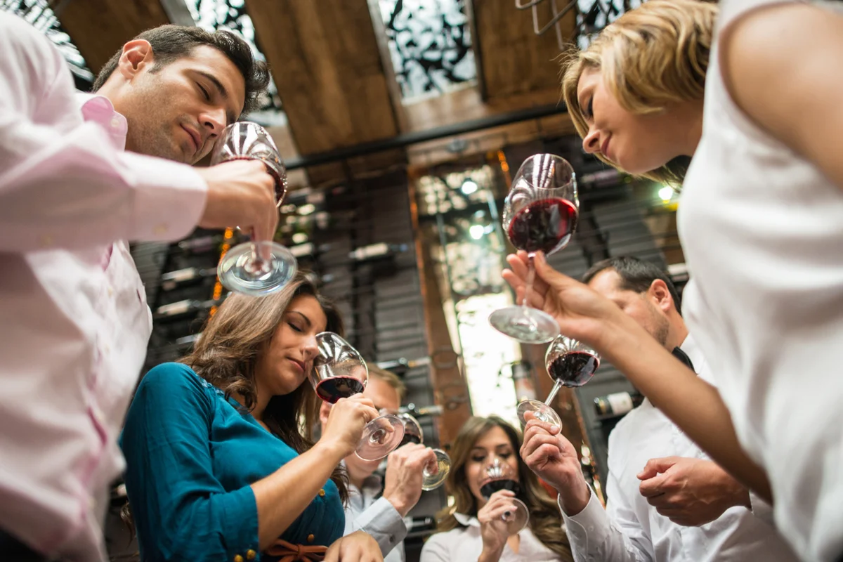 Group of people at a wine taste