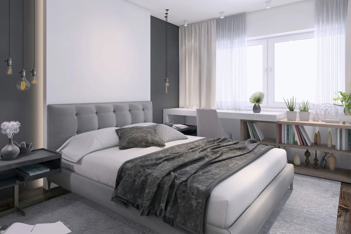soft gray bedroom