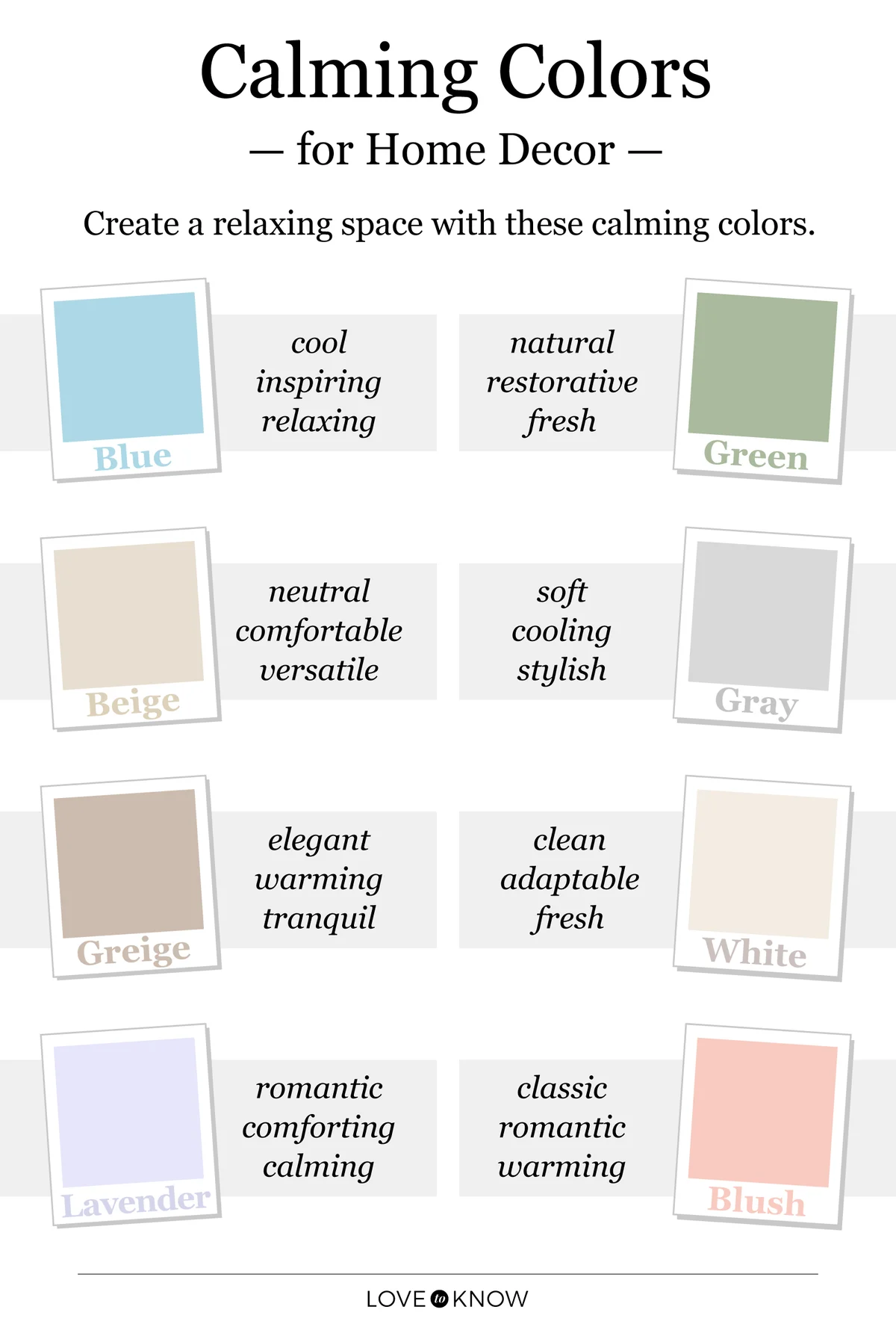 Infographic Calming Colors in Home Decor