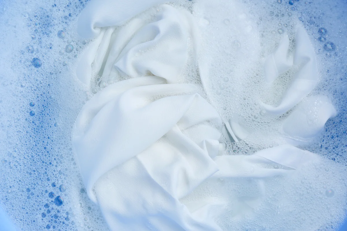 Hand washing laundry