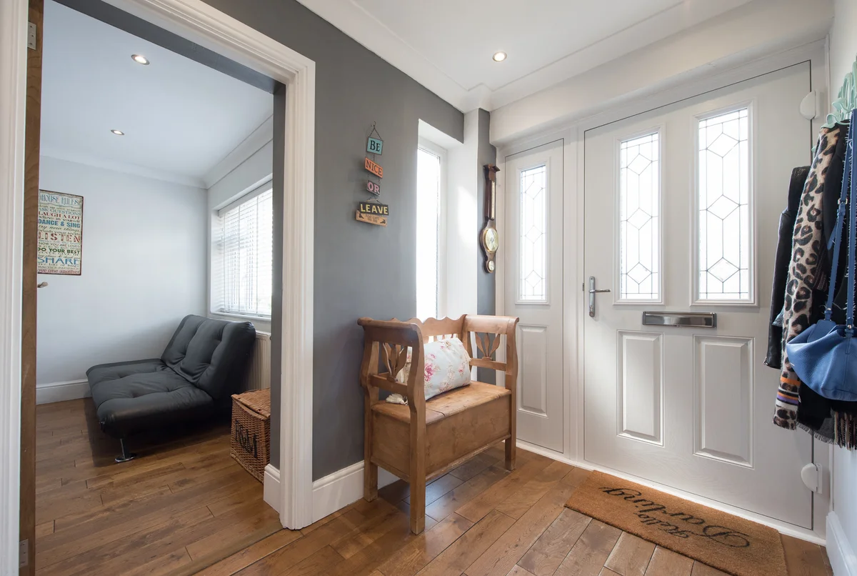 gray color wall entryway