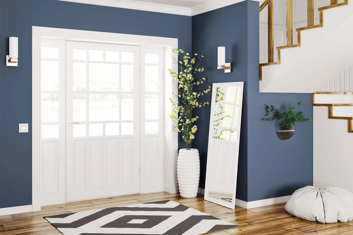 entryway blue wall