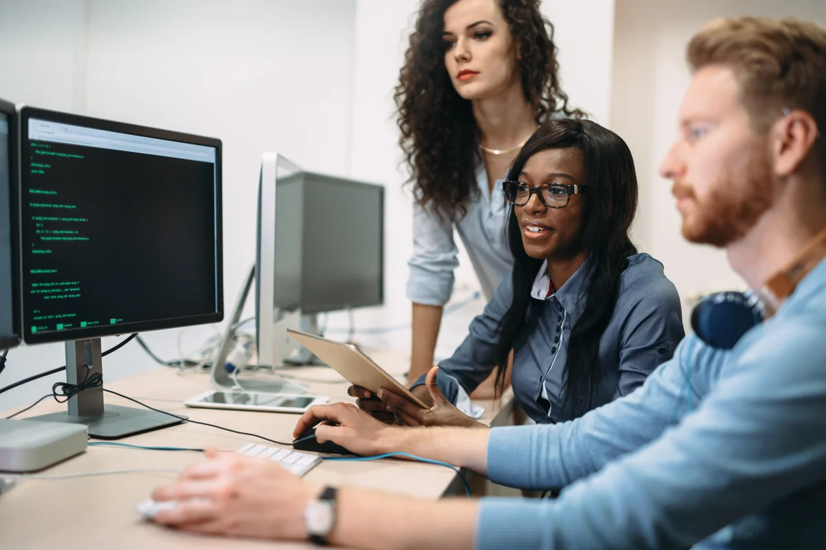 group of coworkers with IT jobs