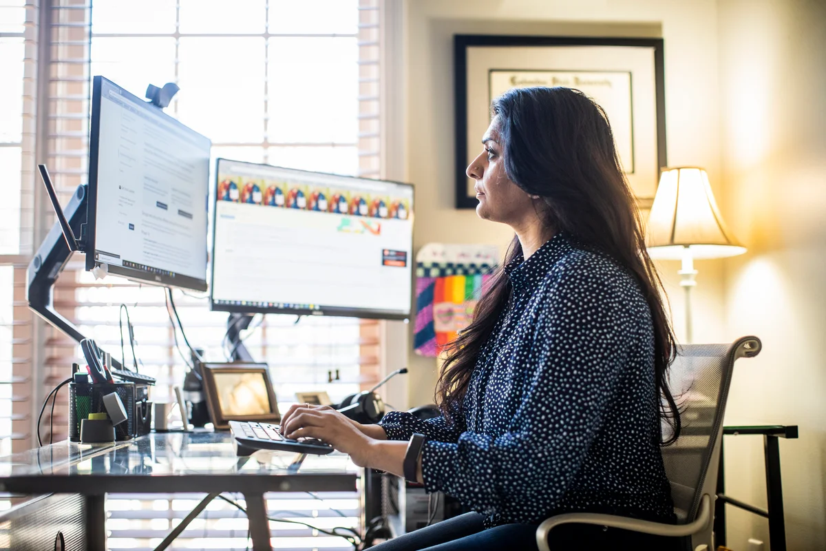 web developer working at home