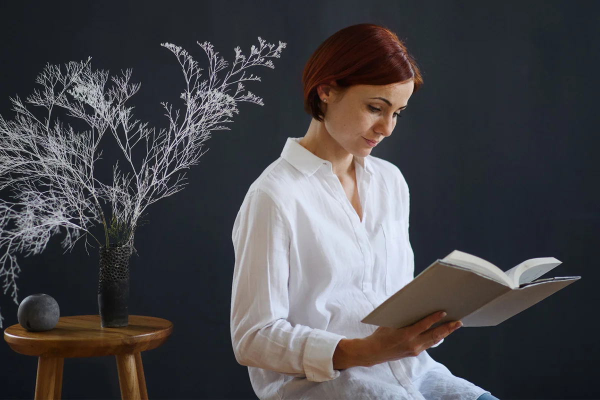 woman practicing funeral reading