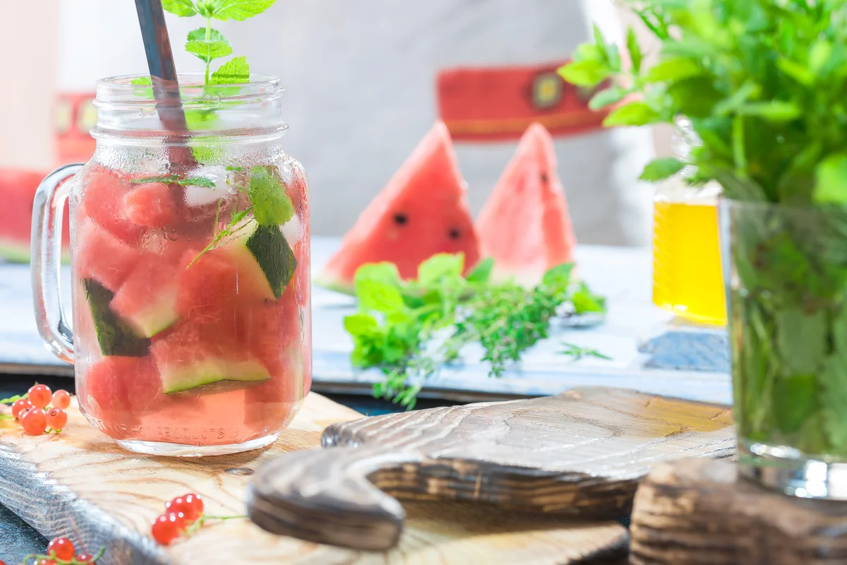 Making infused water with watermelon