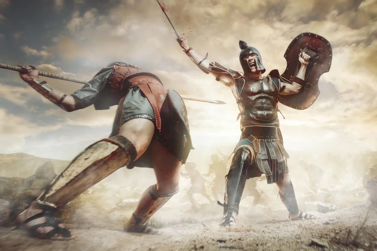 warriors in battle sword