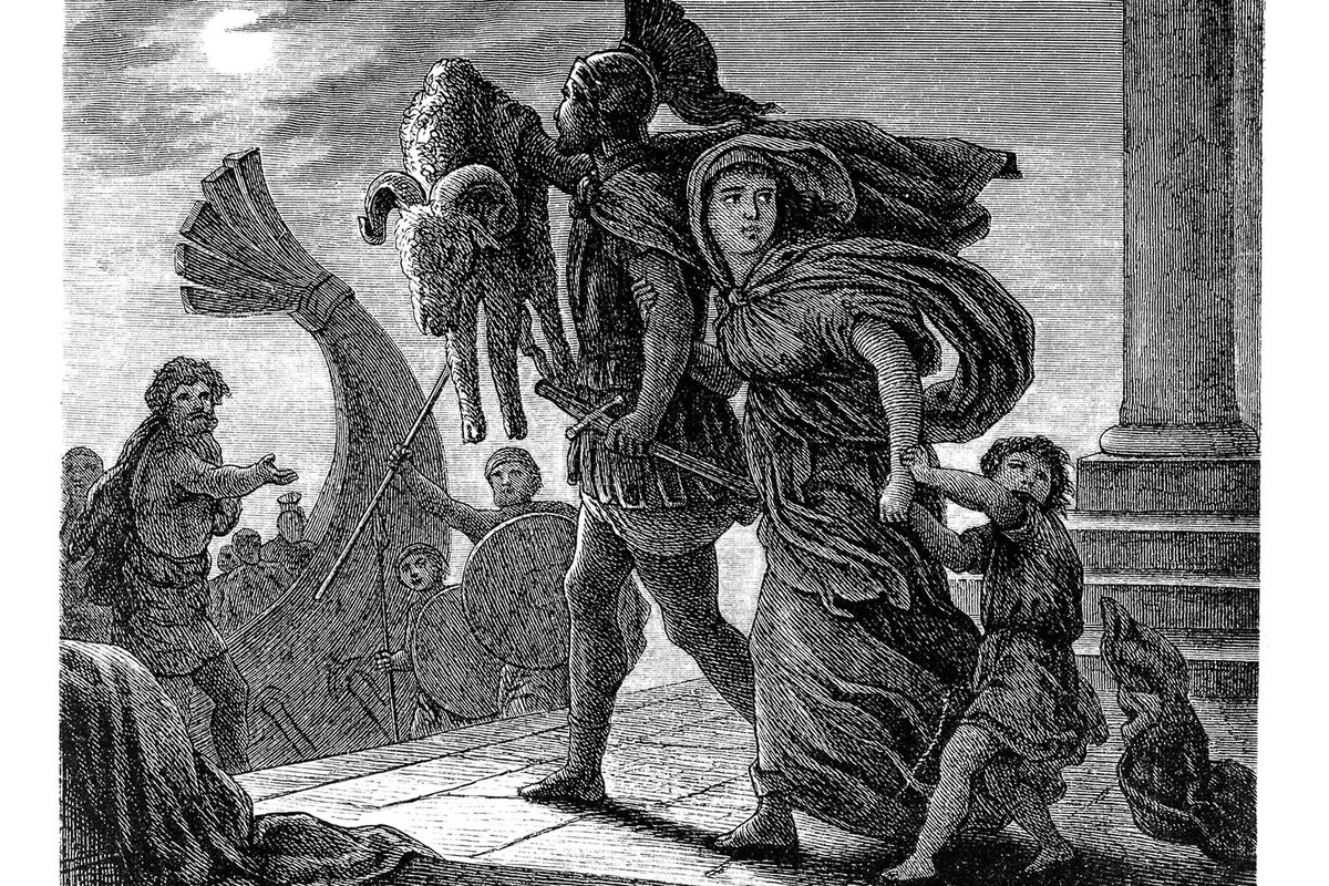 Jason escapes with Medea and the Golden Fleece
