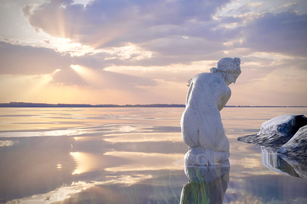 Aphrodite sculpture in water