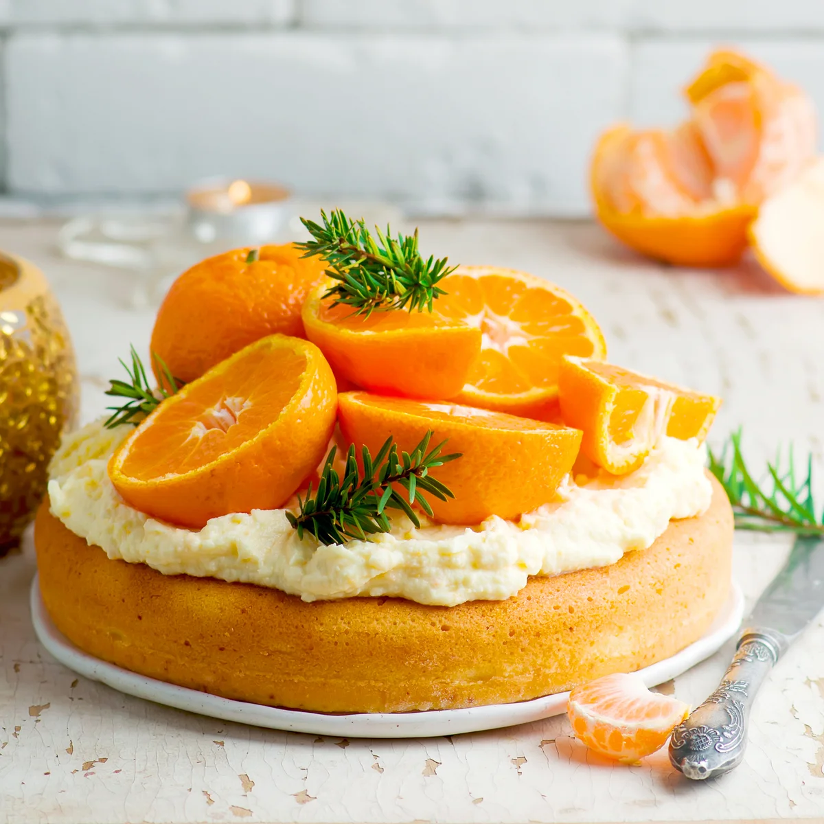 Fresh tangerine cake with cream cheese frosting