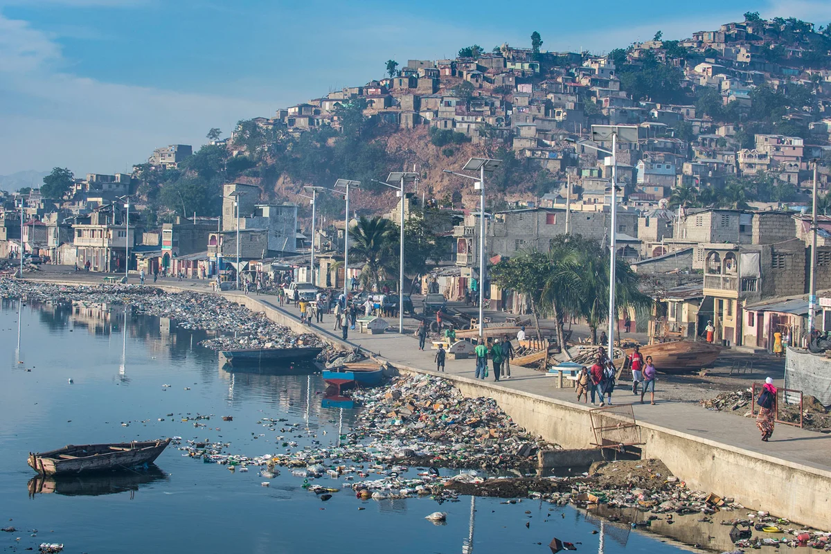 Polluted Rivire Mapou in Cap Haitien Haiti