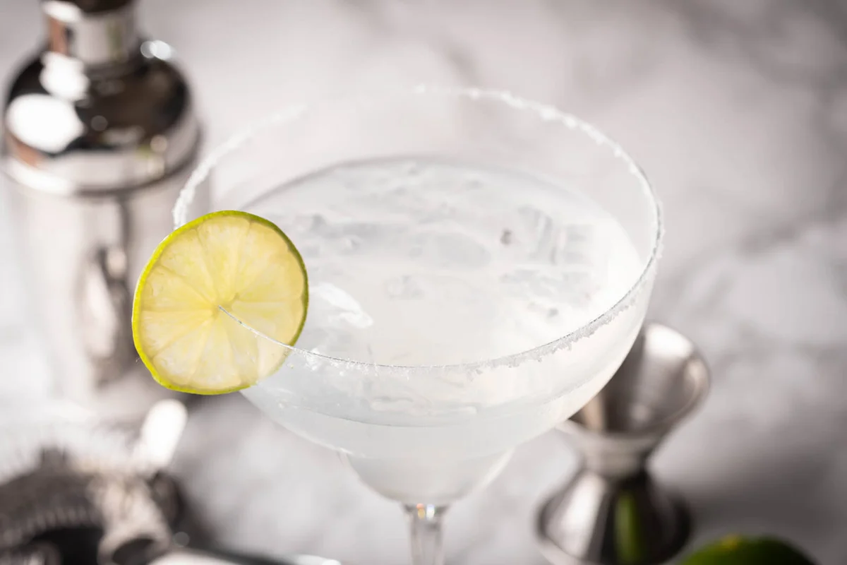 classic margarita on marble background