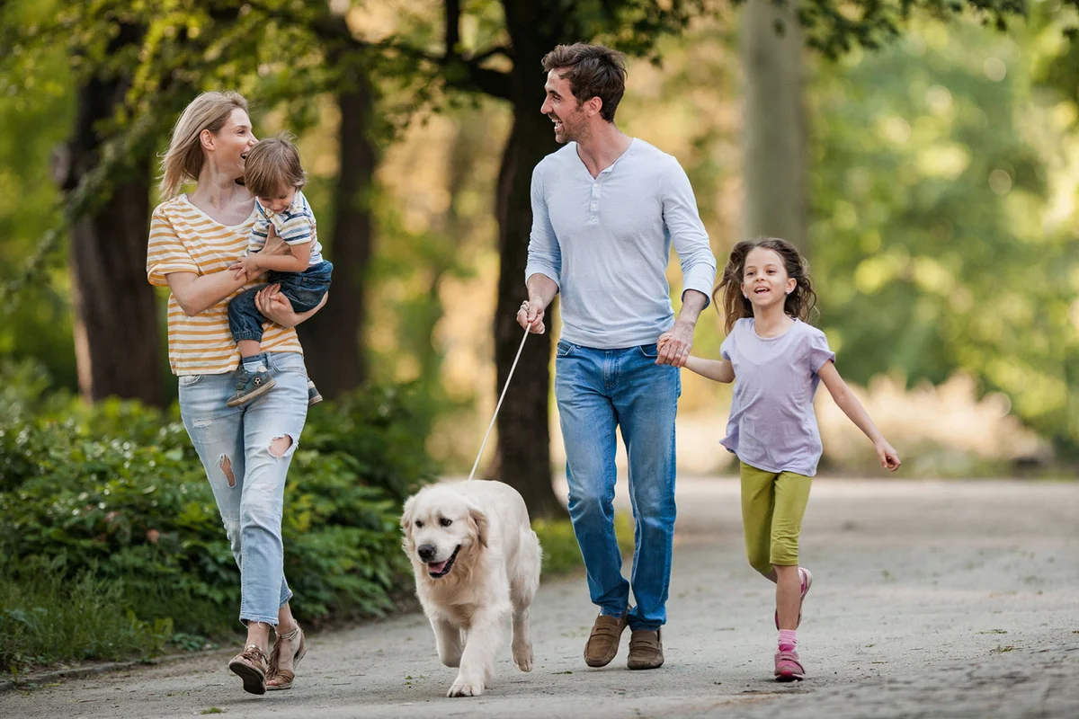 family on nature walk