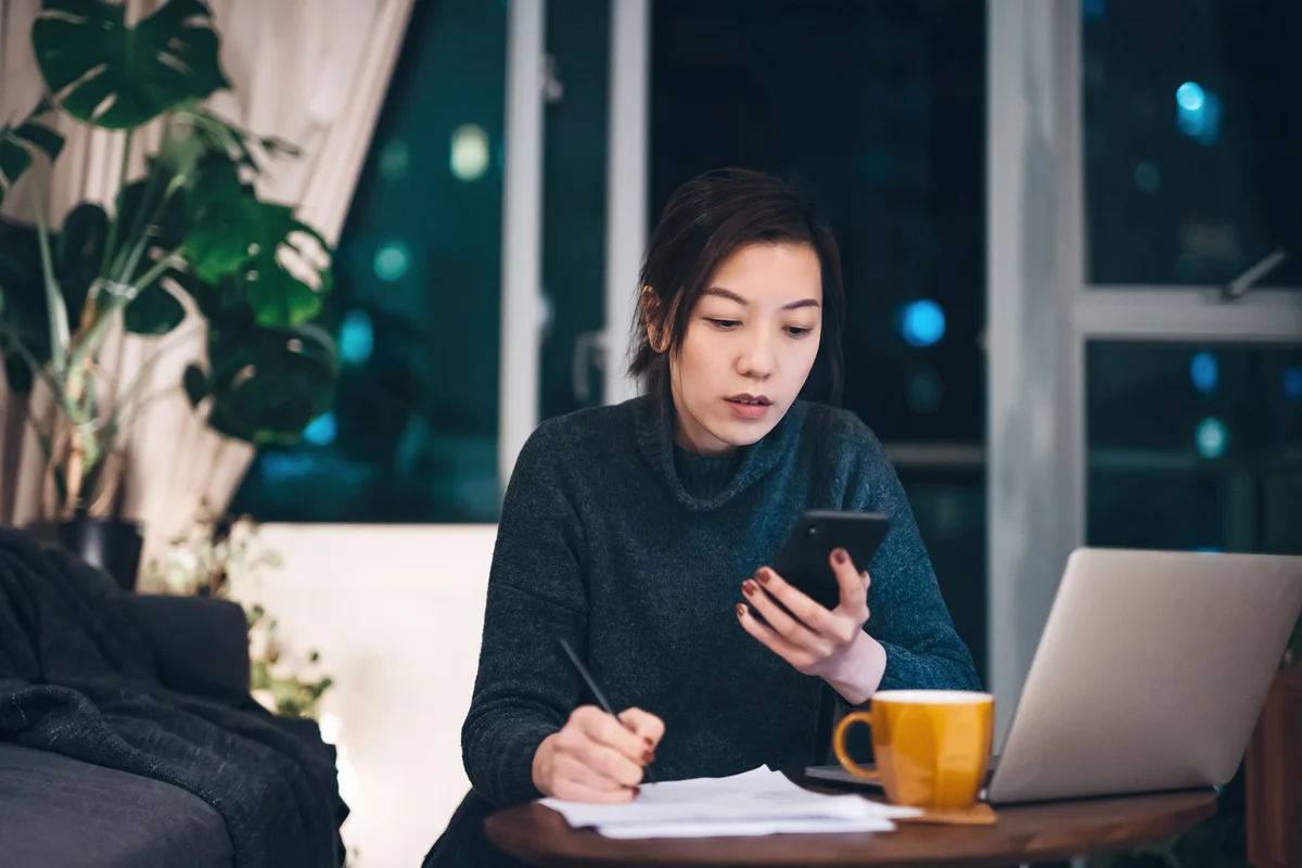 Woman working from home