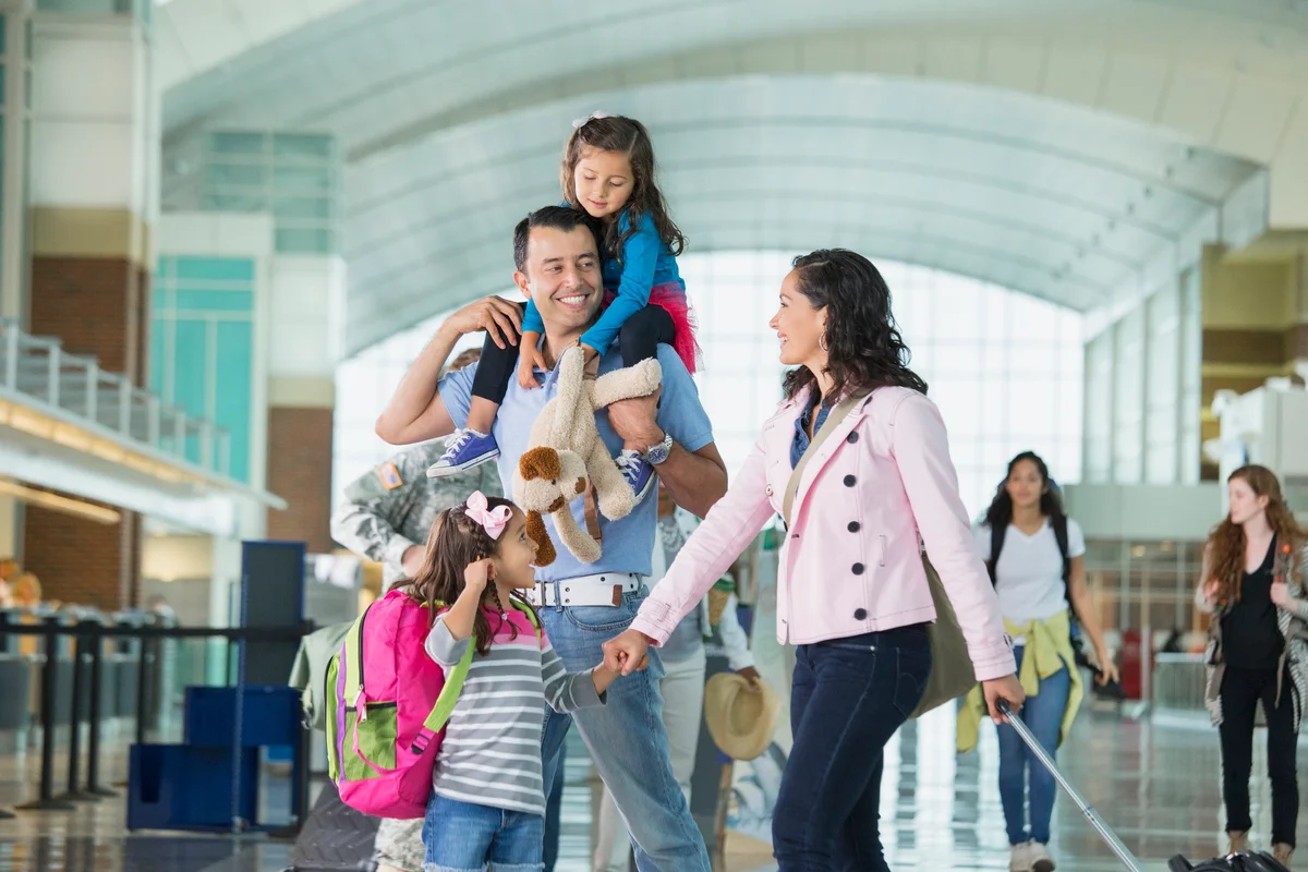 family vacation travel airport