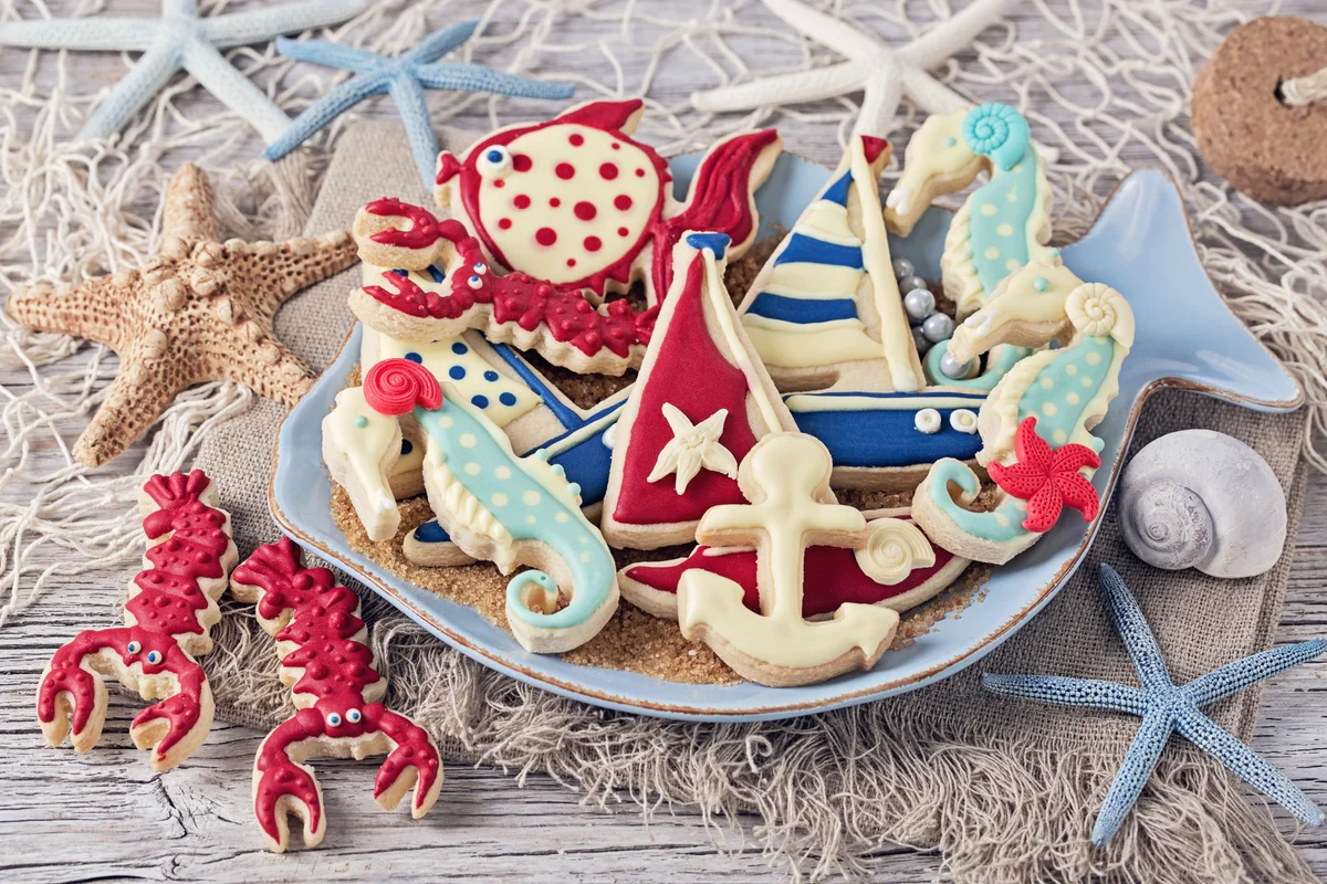 nautical theme decorated cookies