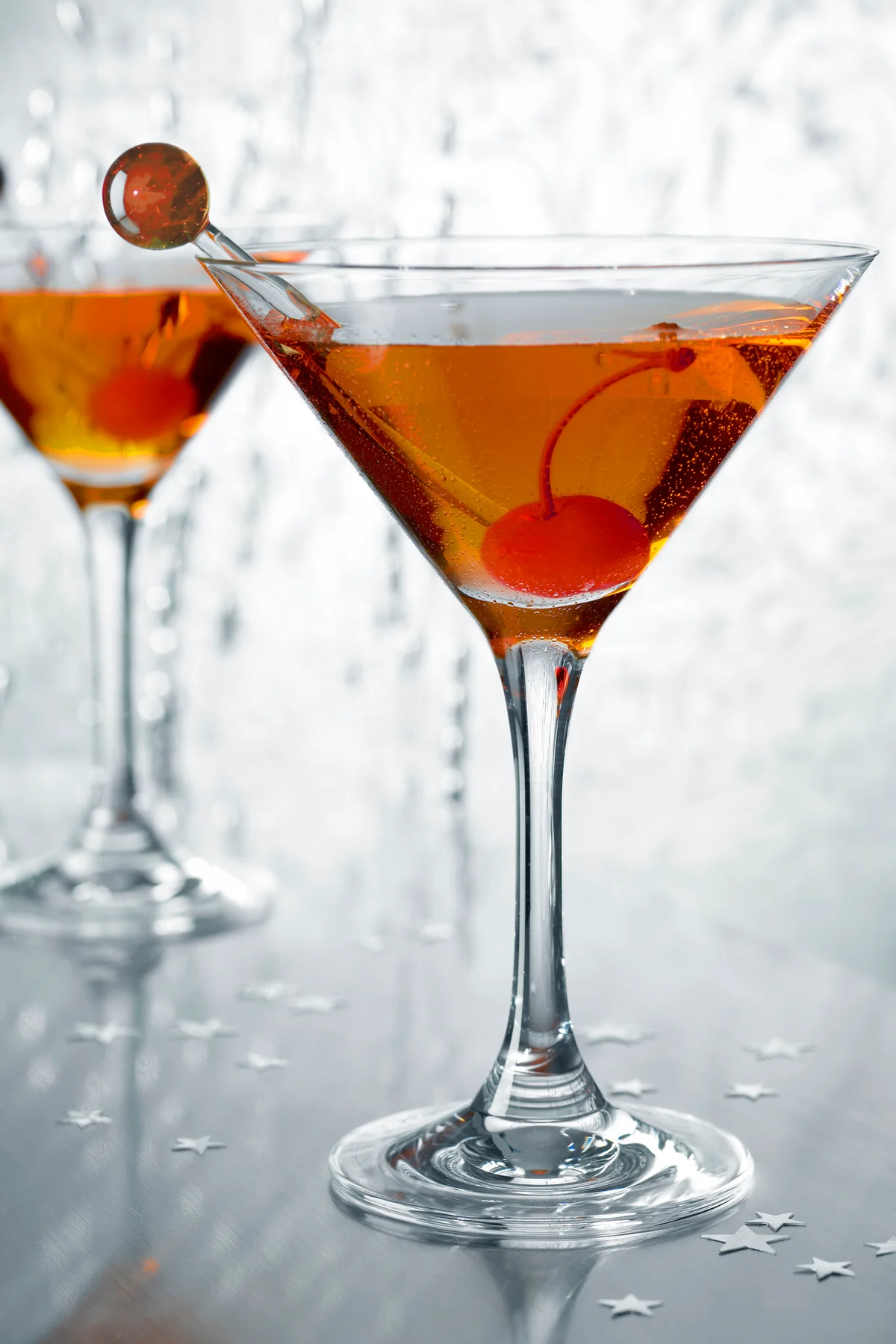 Two Manhattan cocktails