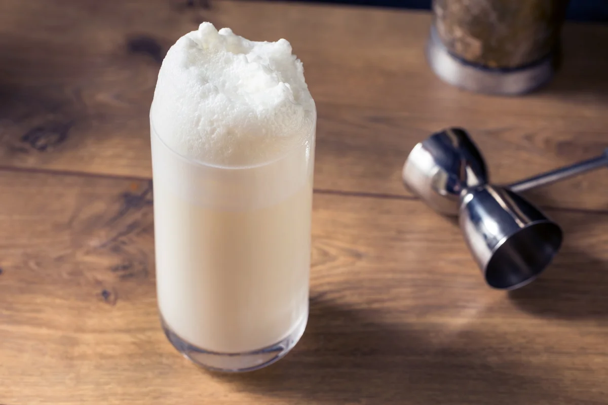 Homemade Frothy Ramos Gin Fizz Cocktail