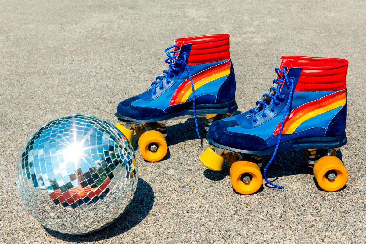 1970s Roller Skates and Disco Ball