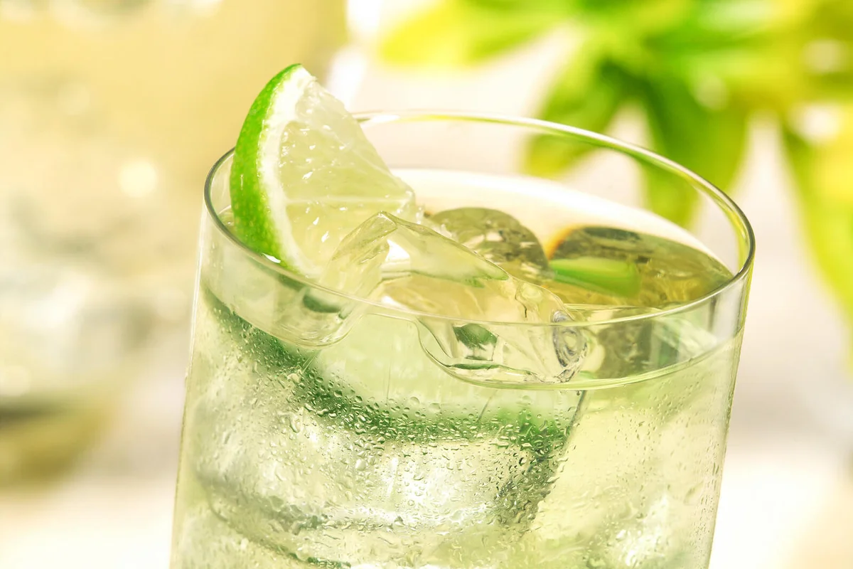 Glass of ice cold lime juice
