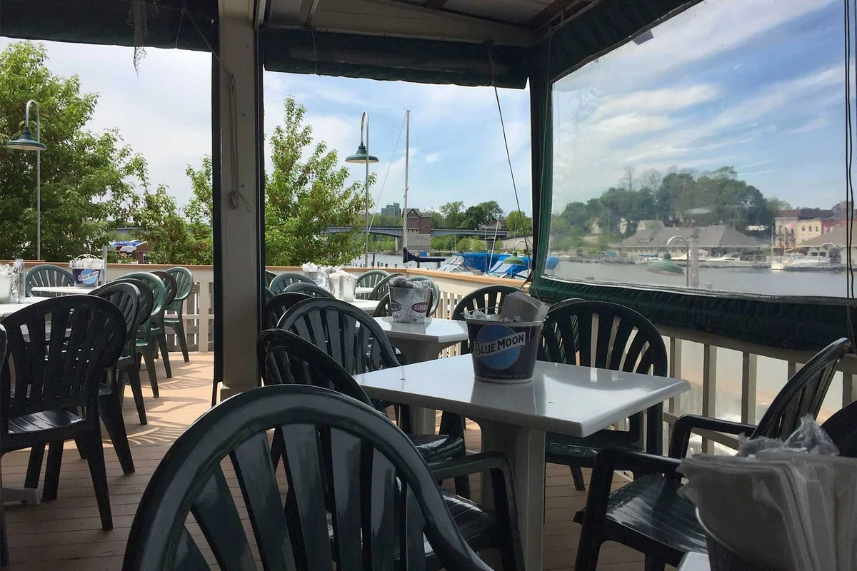 dive bar back patio on water