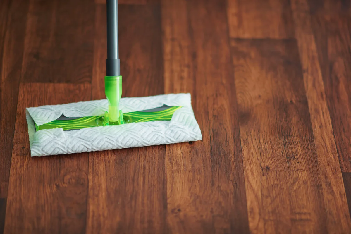 mop and floor in modern living room