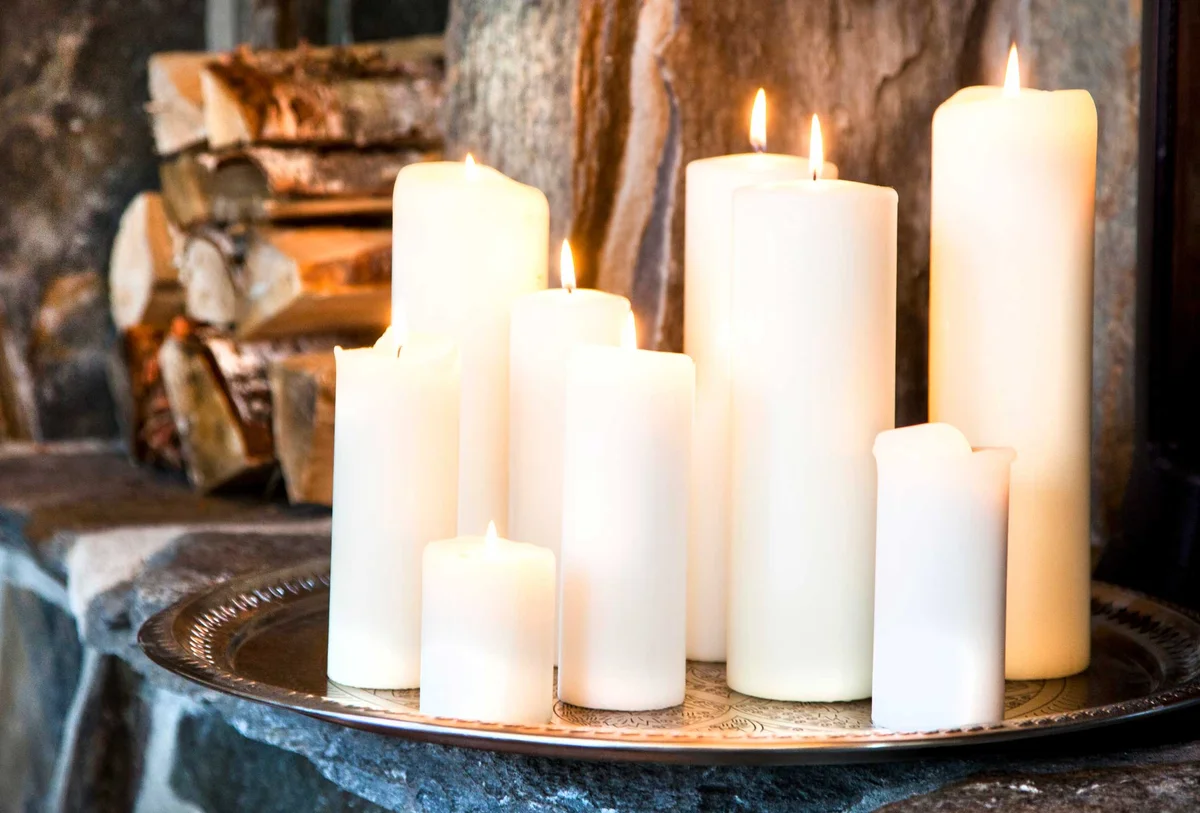 nine candles on tray