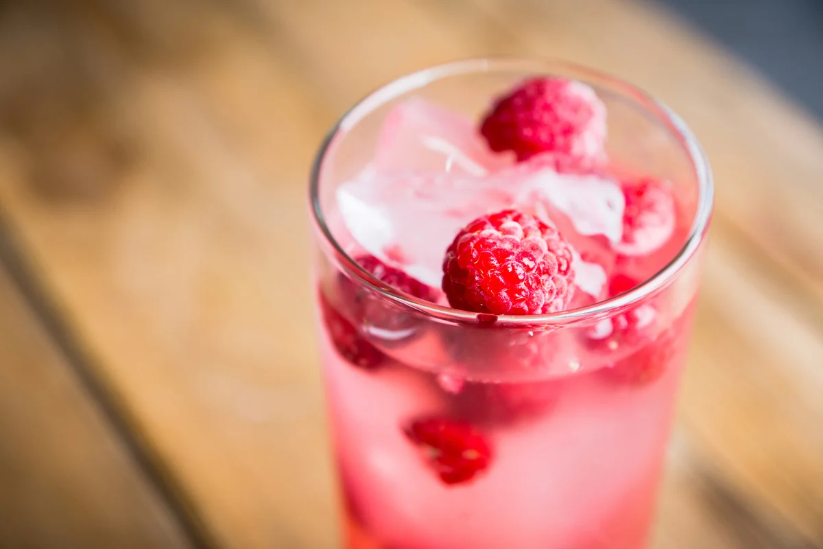 Raspberry Liqueur and Lemon Club Soda