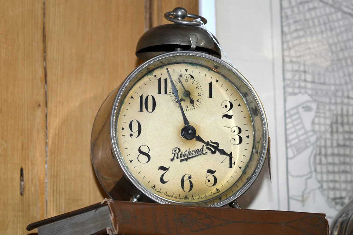 vintage alarm clock at Antique Shop in Santa Fe New Mexico