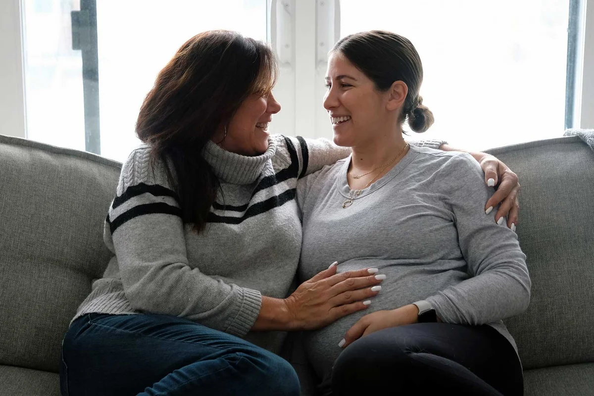 pregnant woman with mother