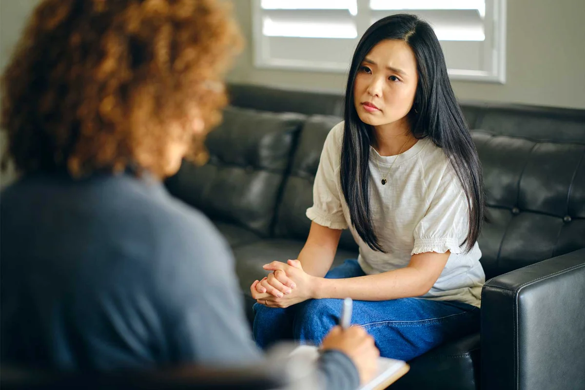 woman at grief counseling session