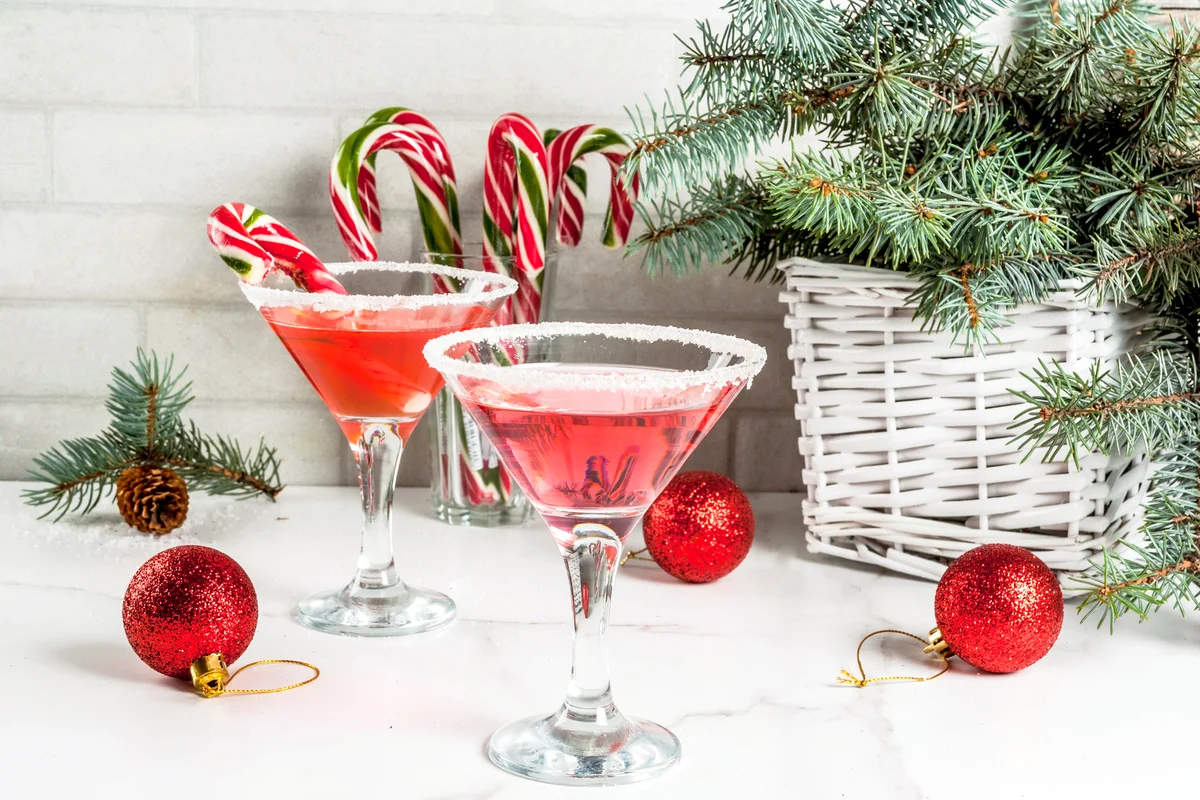 Christmas pink peppermint martini