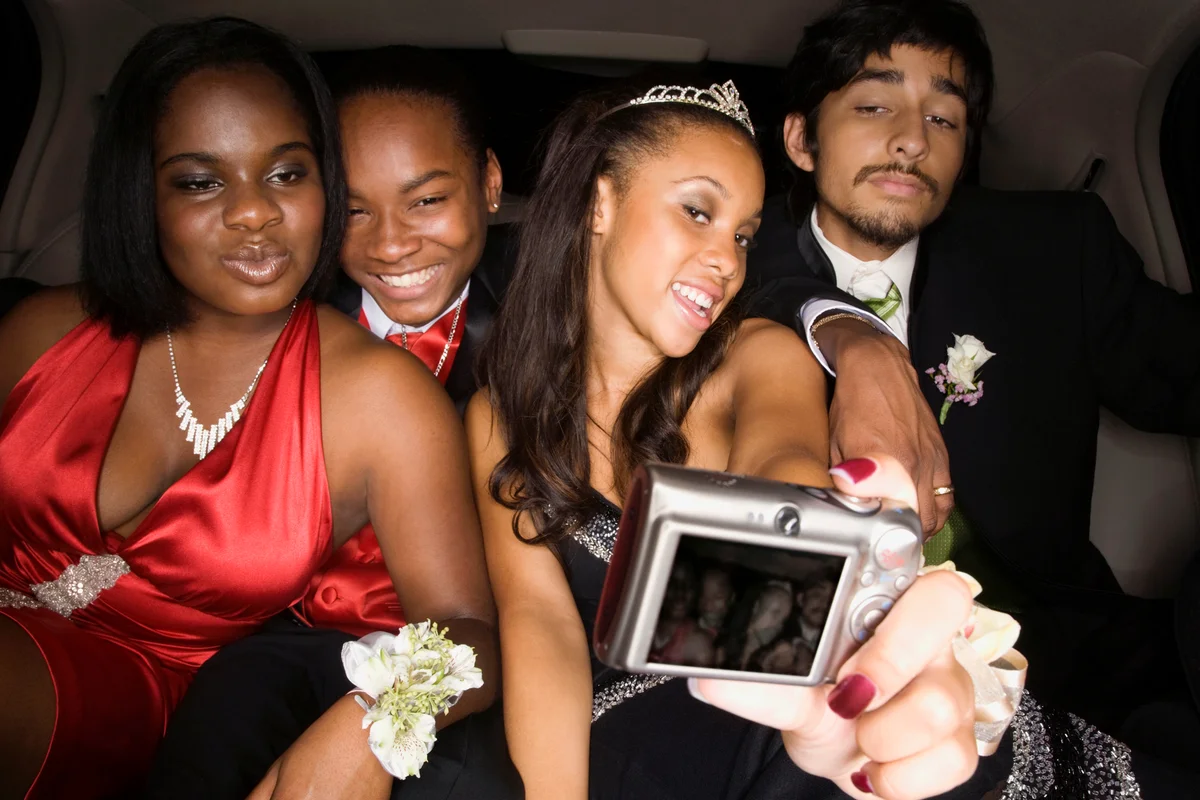 Teenagers in limousine