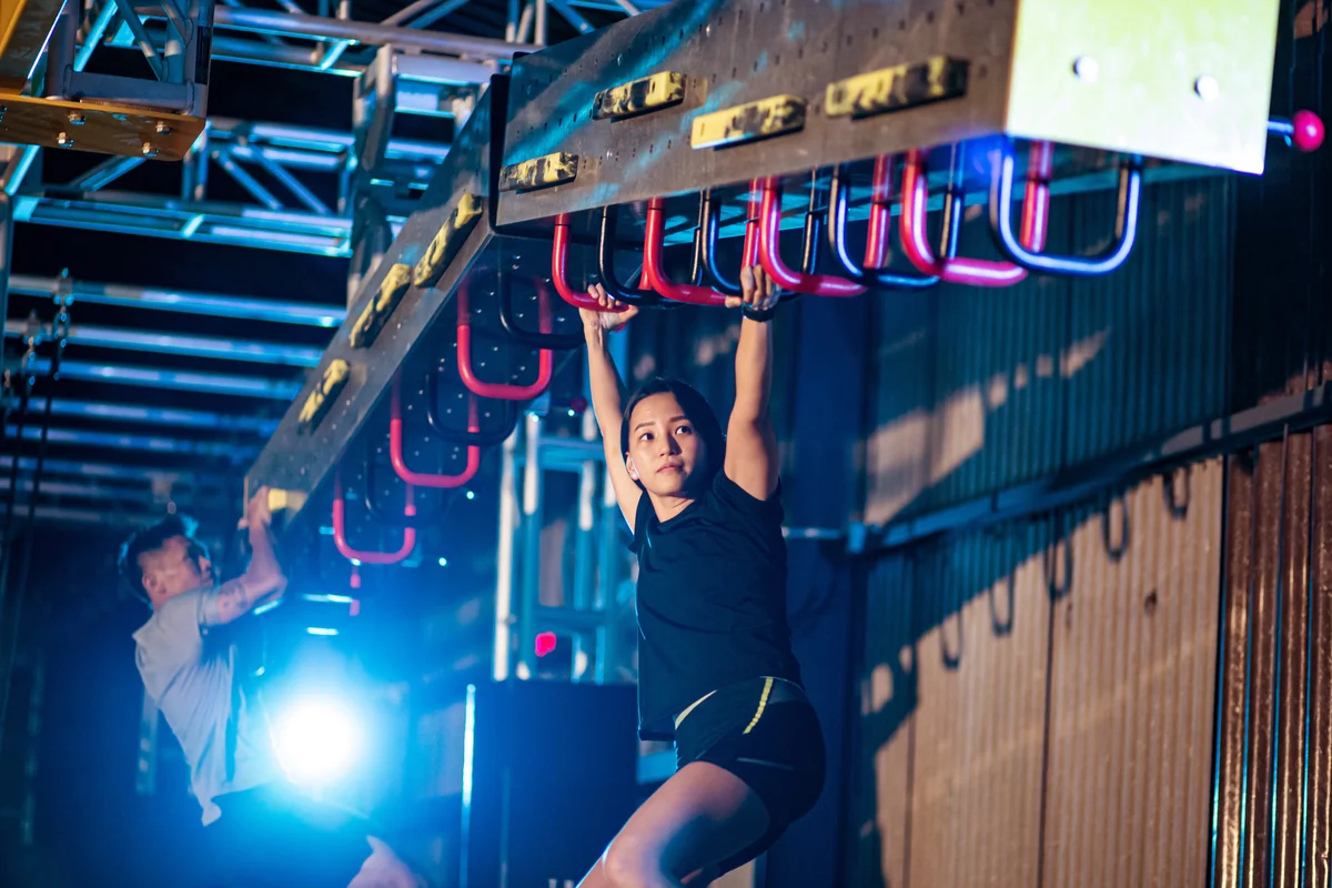Athlete training in an obstacle course