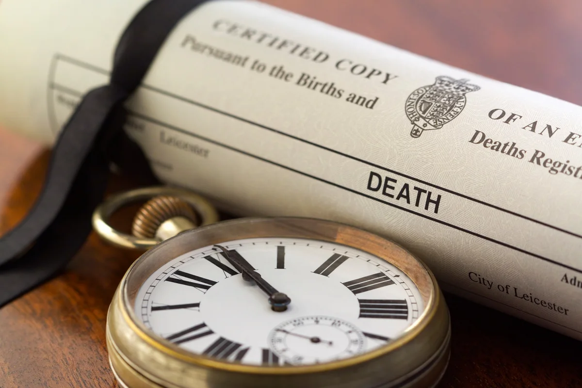 Death Certificate and Pocket Watch