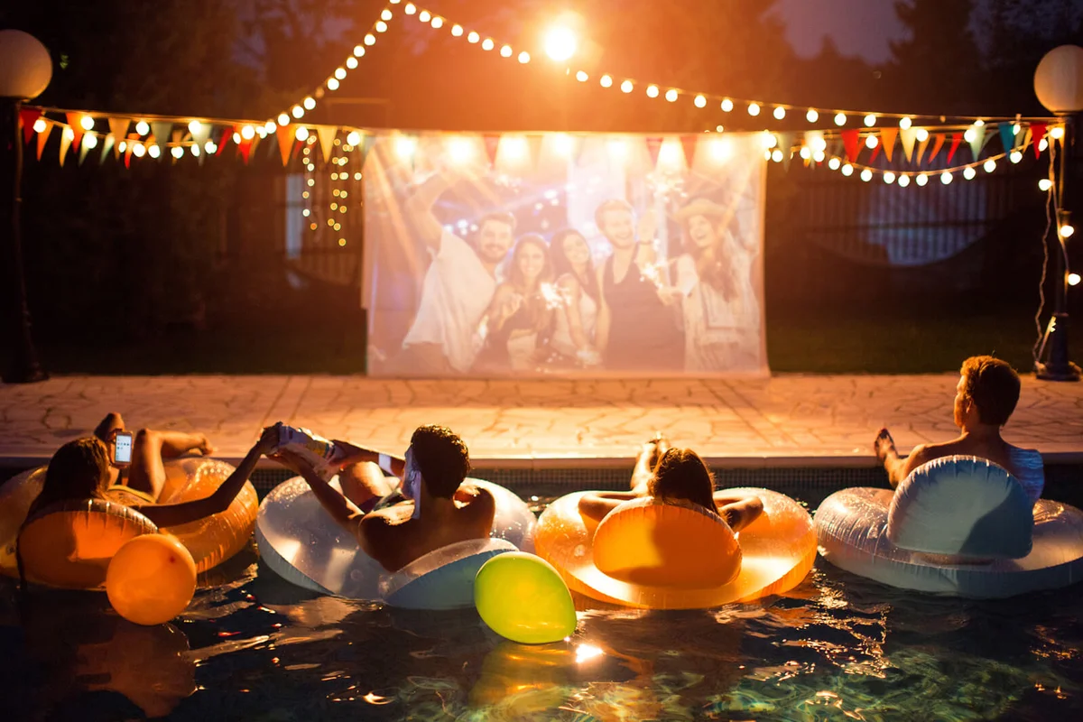 Pool movie night party