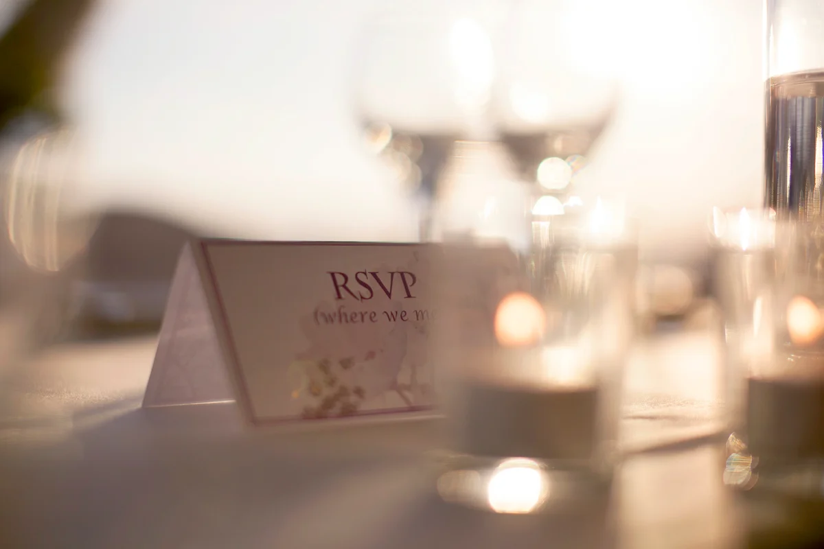 Wedding R.S.V.P. place card with dinning table