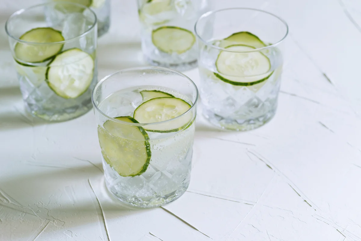 spa day cocktail with cucumbers