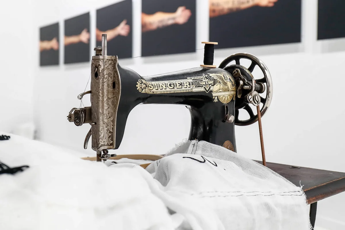 piece of artwork featuring a Singer sewing machine | Getty Editorial Use