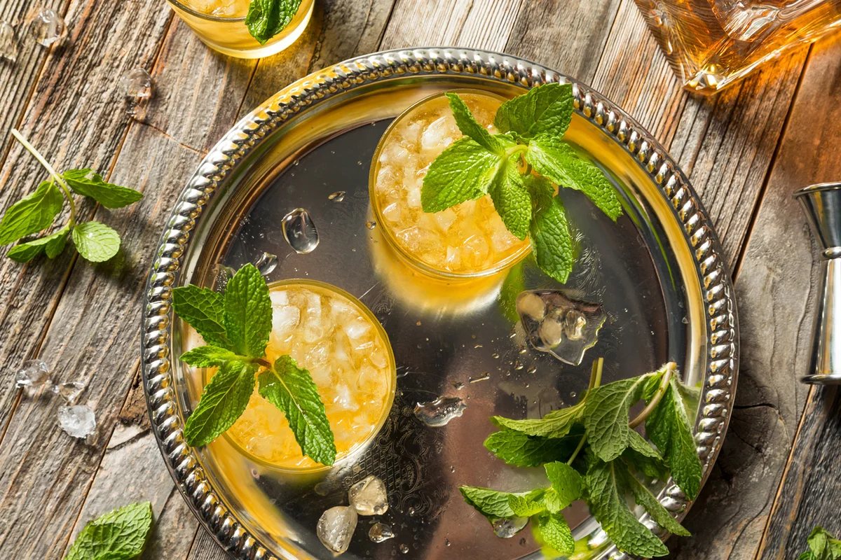 Directly above shot of Tequila Mint Julep