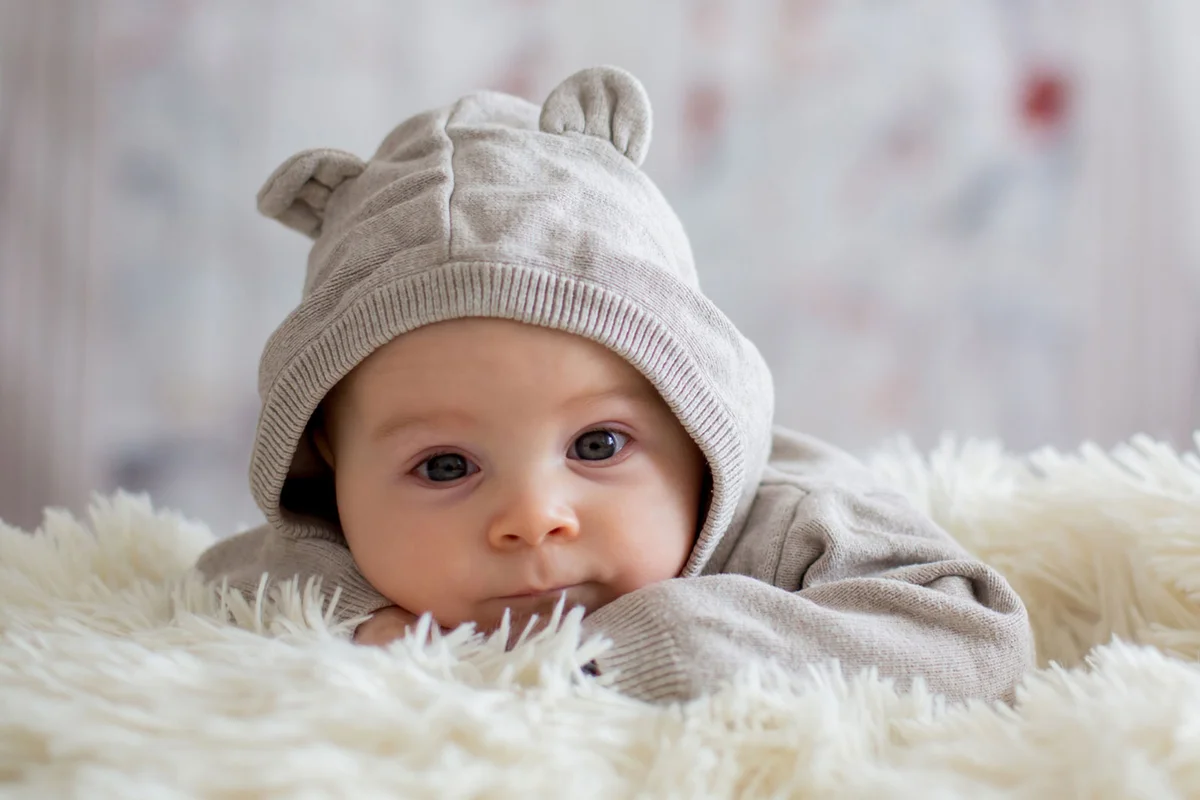 short name baby boy with hat